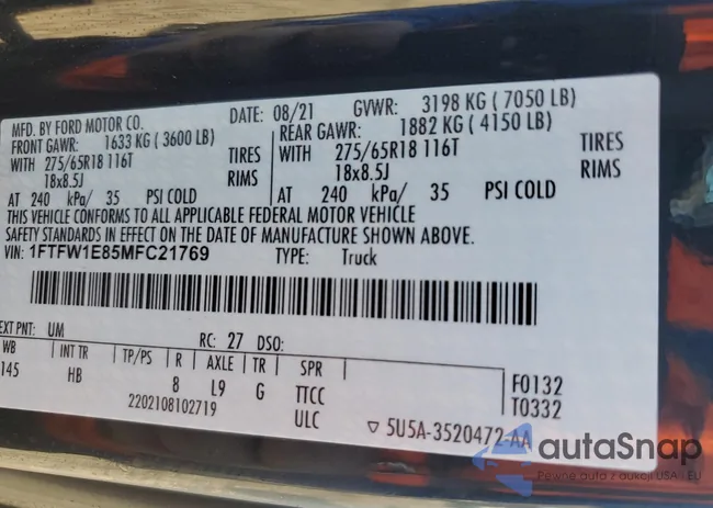 1FTFW1E85MFC21769: 67952083