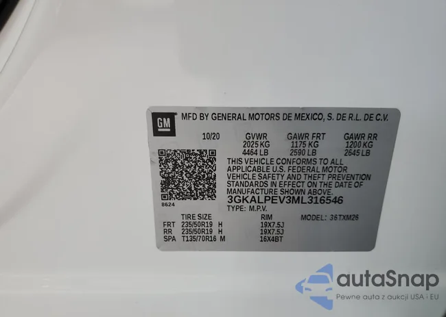 3GKALPEV3ML316546: 72169263