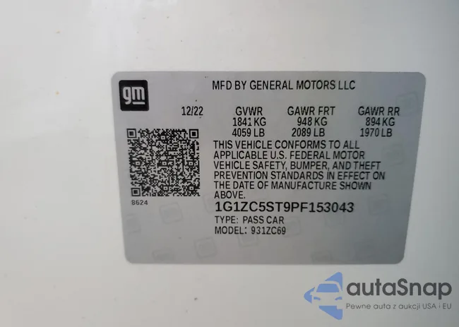 1G1ZC5ST9PF153043: 72412243