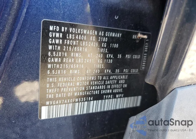 WVGAV7AX0FW535194: 71941733