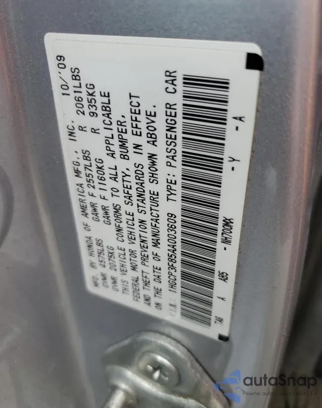 1HGCP3F85AA003609: 72587783