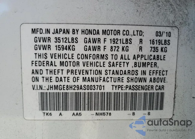 JHMGE8H29AS003701: 72284863