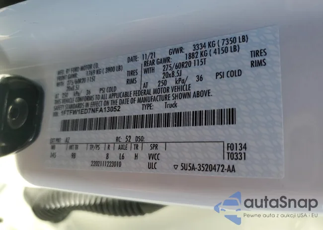 1FTFW1ED7NFA13052: 71382933