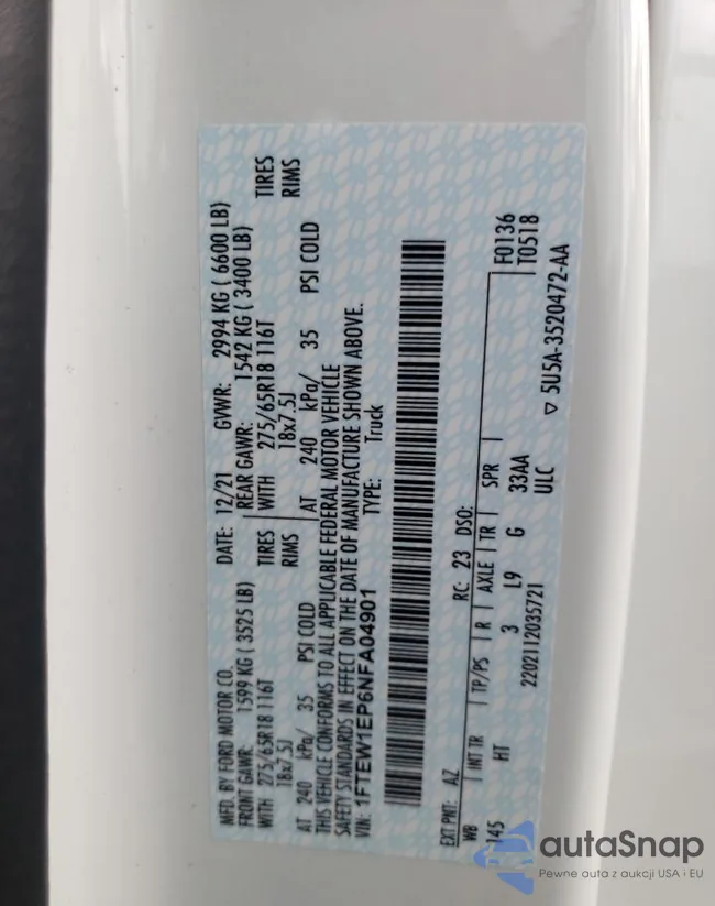 1FTEW1EP6NFA04901: 73039773