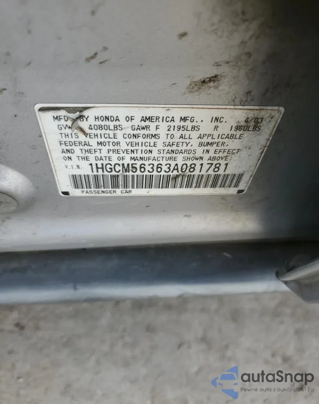 1HGCM56363A081781: 72041053