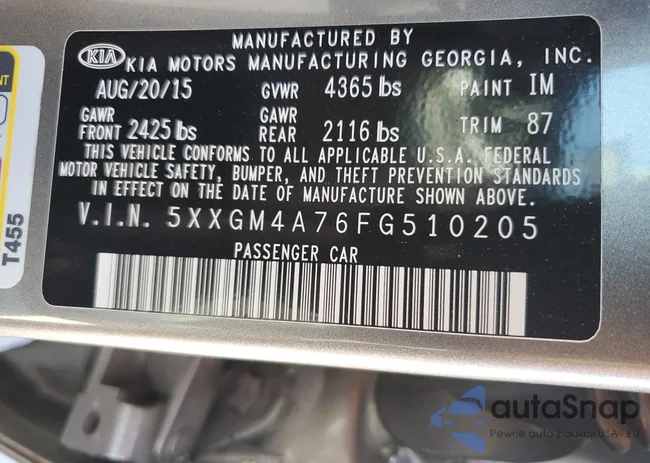 5XXGM4A76FG510205: 71705833