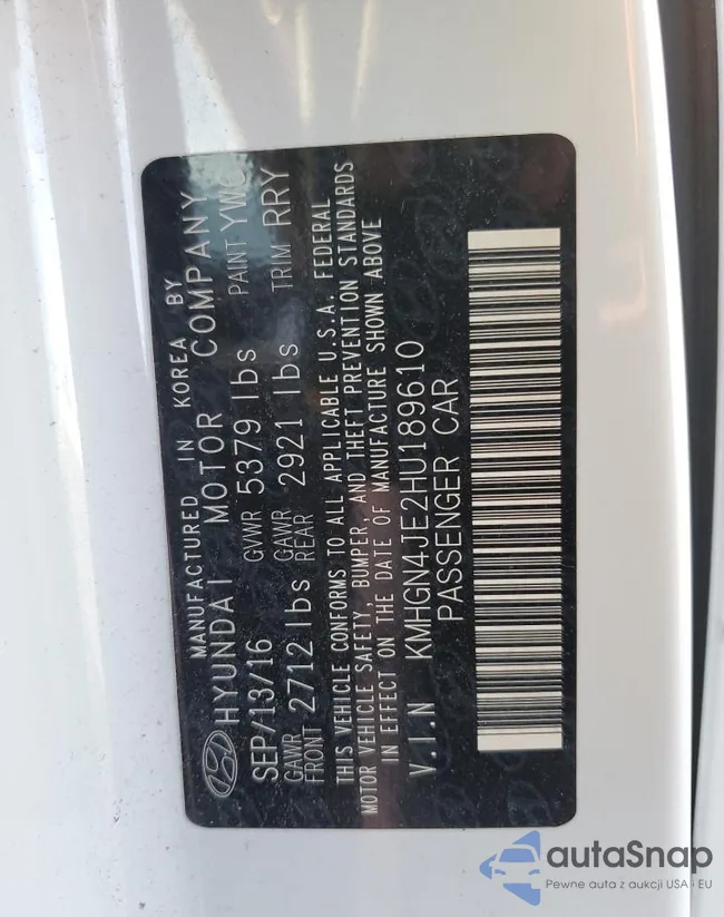 KMHGN4JE2HU189610: 73385663