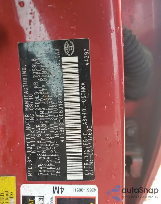 4T1BF3EK0BU186911: 73207723