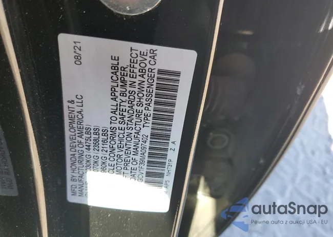 1HGCV1F39MA097402: 71759103