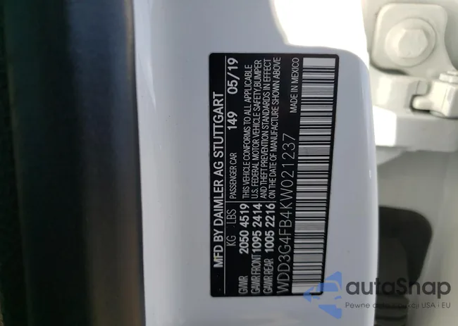 WDD3G4FB4KW021237: 72206123