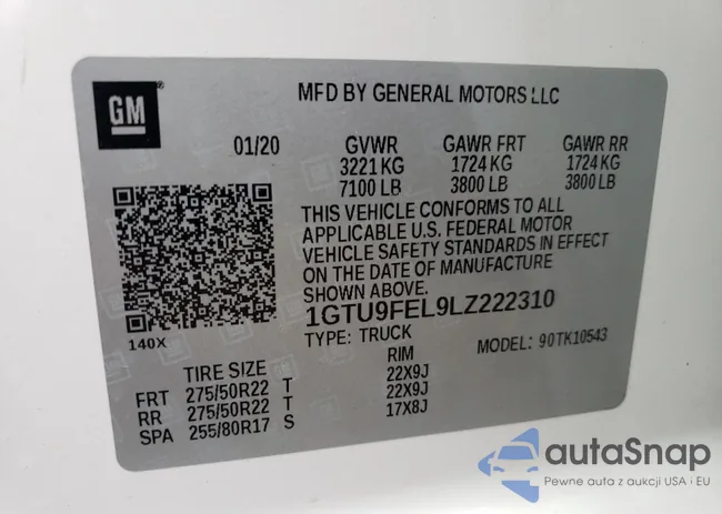 1GTU9FEL9LZ222310: 73108563