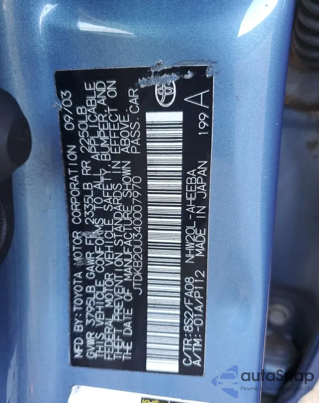 JTDKB20U340007970: 71923593