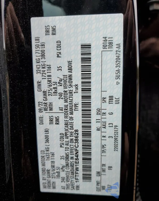 1FTFW1E84NFC38628: 73106363