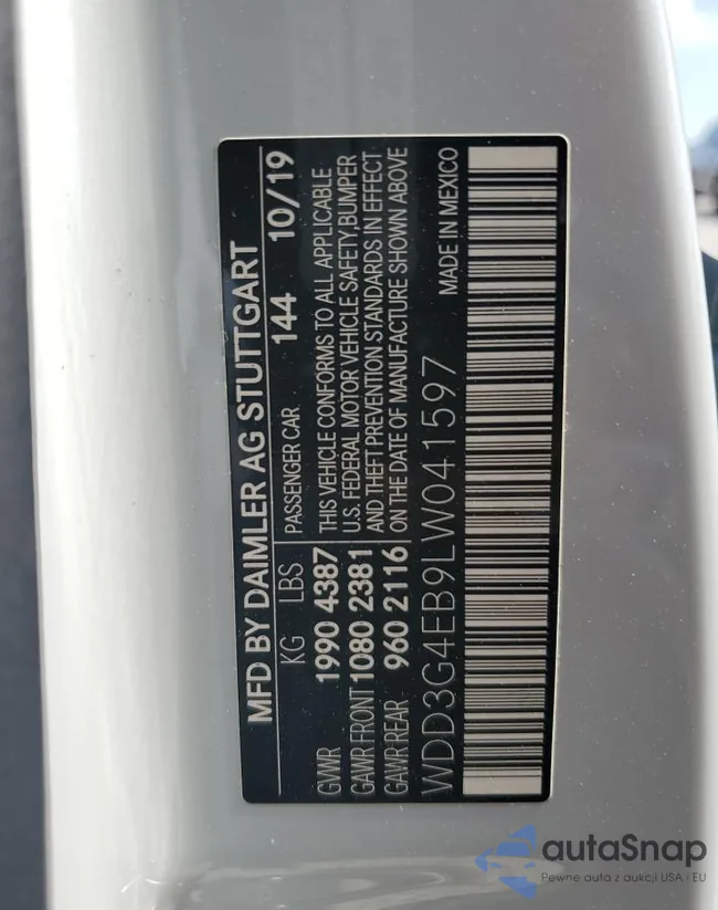 WDD3G4EB9LW041597: 70578653