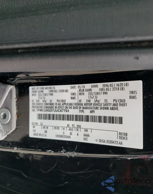 1FMCU0GD7JUC67703: 76915693