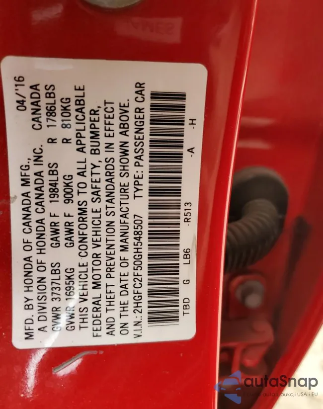 2HGFC2F50GH548507: 77224993