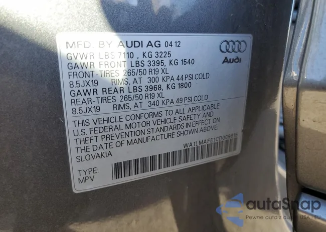 WA1LMAFE1CD009615: 76507183