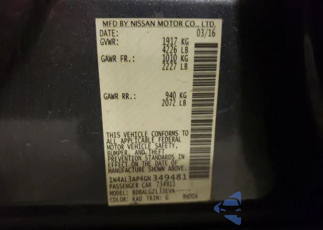 1N4AL3AP4GN349481: 74586853