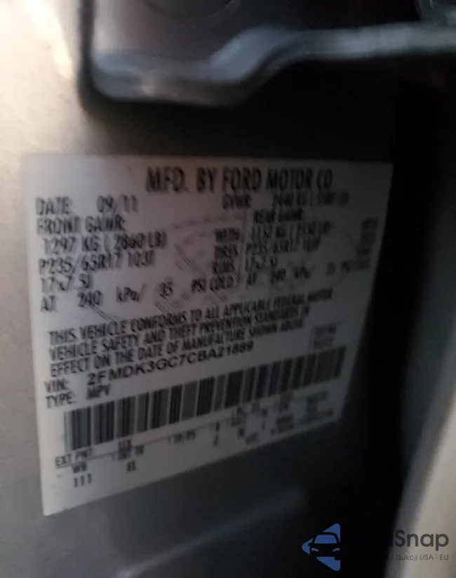 2FMDK3GC7CBA21889: 75914743