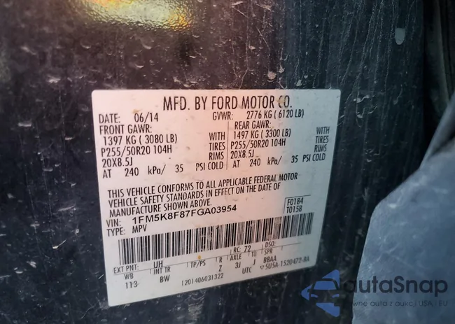 1FM5K8F87FGA03954: 77785583