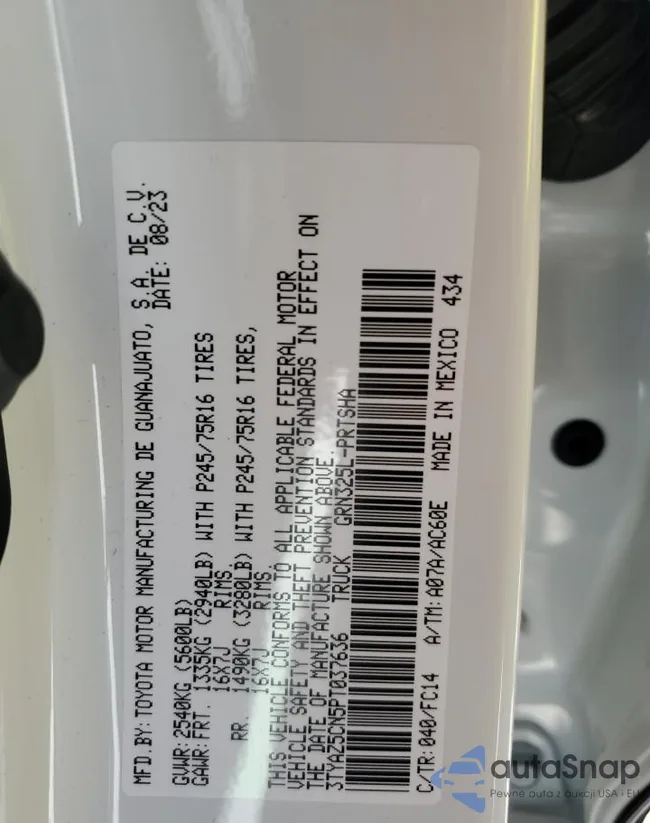 3TYAZ5CN5PT037636: 74371053