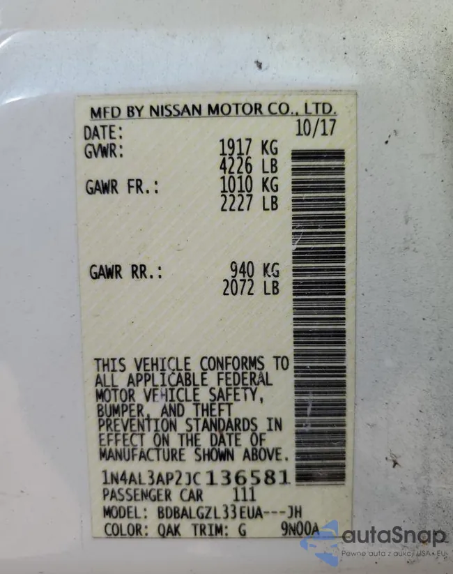 1N4AL3AP2JC136581: 75040243