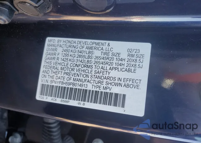 5FNYF8H59PB014913: 76156173