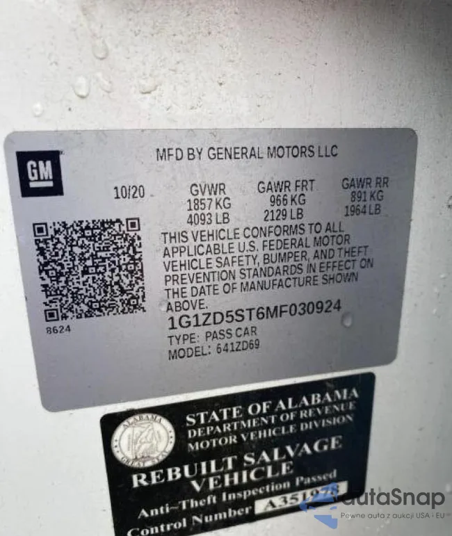 1G1ZD5ST6MF030924: 77977773