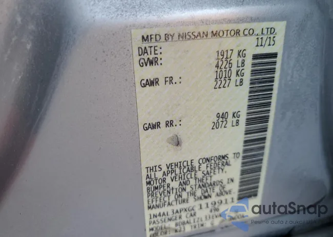 1N4AL3APXGC119911: 75612693