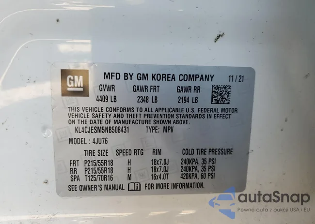 KL4CJESM5NB508431: 78444253