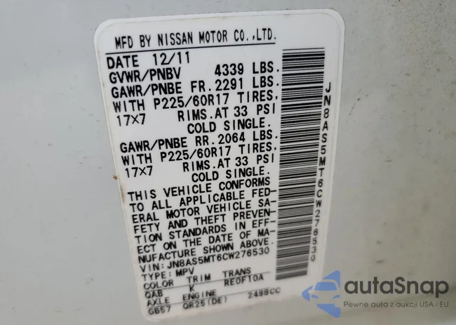 JN8AS5MT6CW276530: 77142453