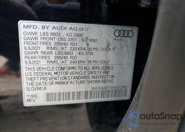 WA1VAAF71HD053155: 78609553