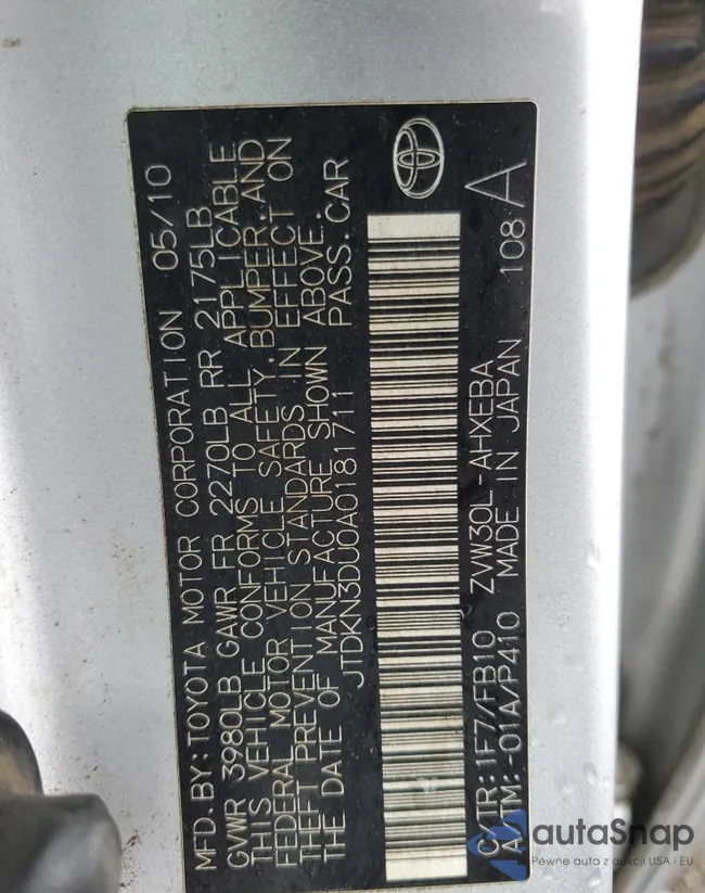 JTDKN3DU0A0181711: 78711043