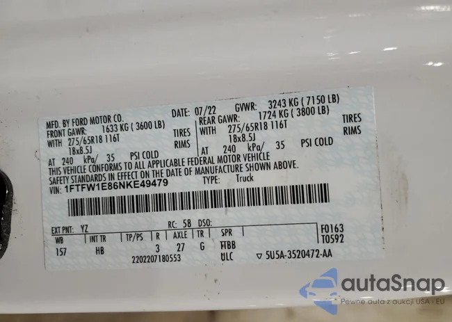 1FTFW1E86NKE49479: 74190853