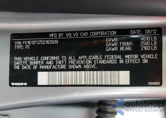 YV1612FS7D2183509: 78521213