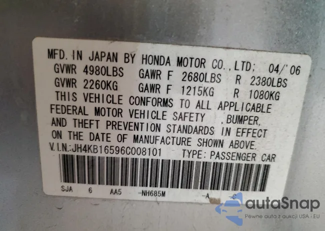 JH4KB16596C008101: 78119093