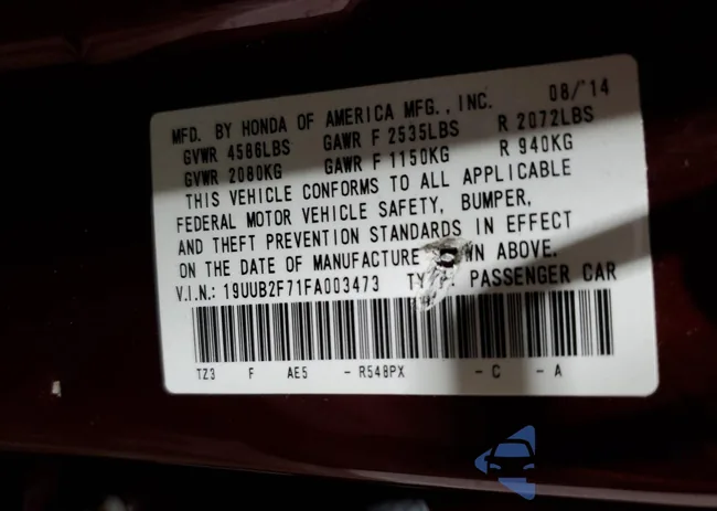 19UUB2F71FA003473: 80609453