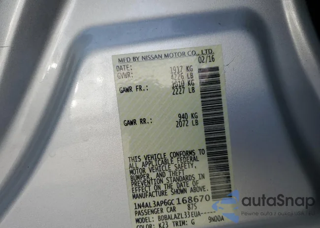 1N4AL3AP6GC168670: 80319833