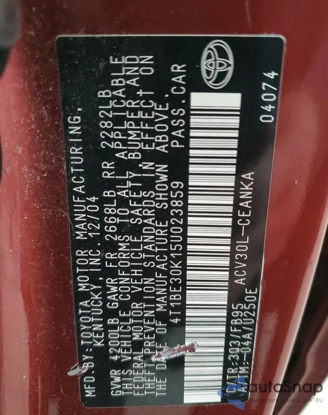 4T1BE30K15U023859: 79365513