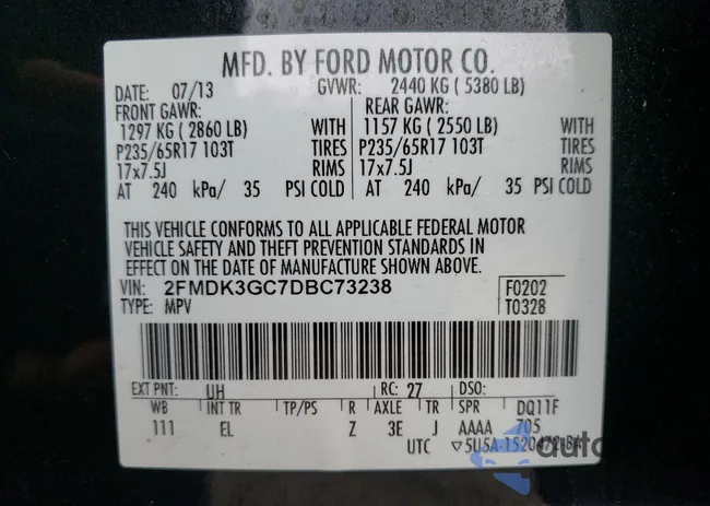 2FMDK3GC7DBC73238: 82101143