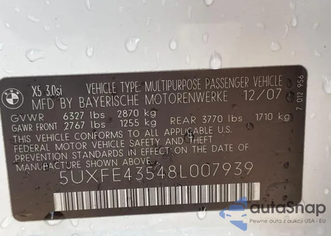 5UXFE43548L007939: 80422523