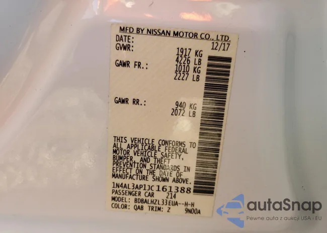 1N4AL3AP1JC161388: 80116193