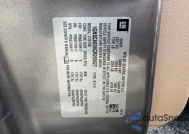 1GNSCAE0XCR265627: 81109883