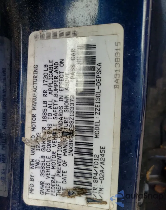 1NXBR32E93Z133373: 82328643