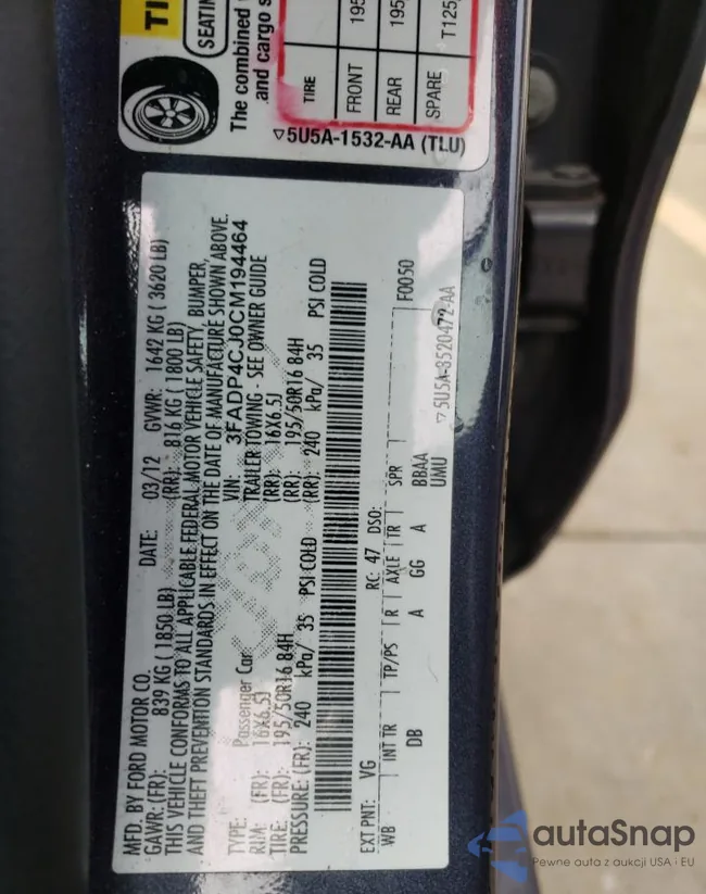 3FADP4CJ0CM194464: 81664433