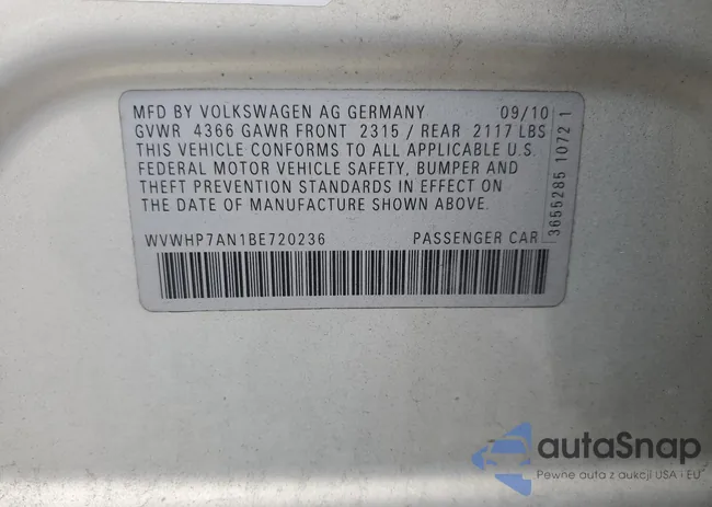 WVWHP7AN1BE720236: 82689823