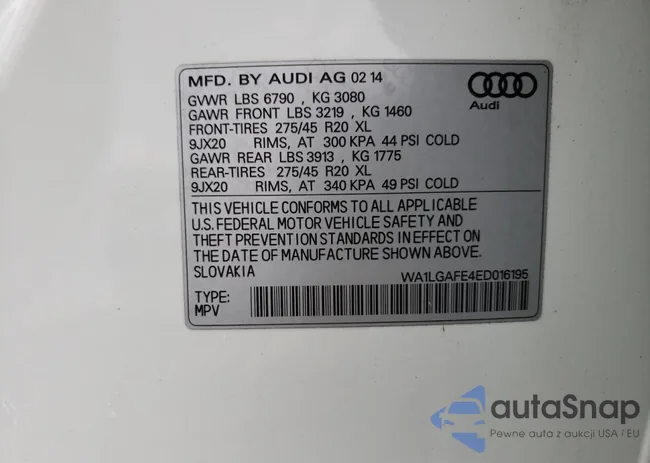 WA1LGAFE4ED016195: 78863453