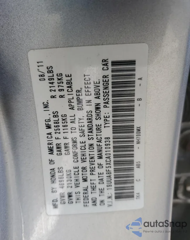 19UUA8F5XCA010938: 82145443