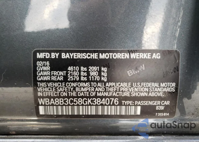 WBA8B3C58GK384076: 82162683