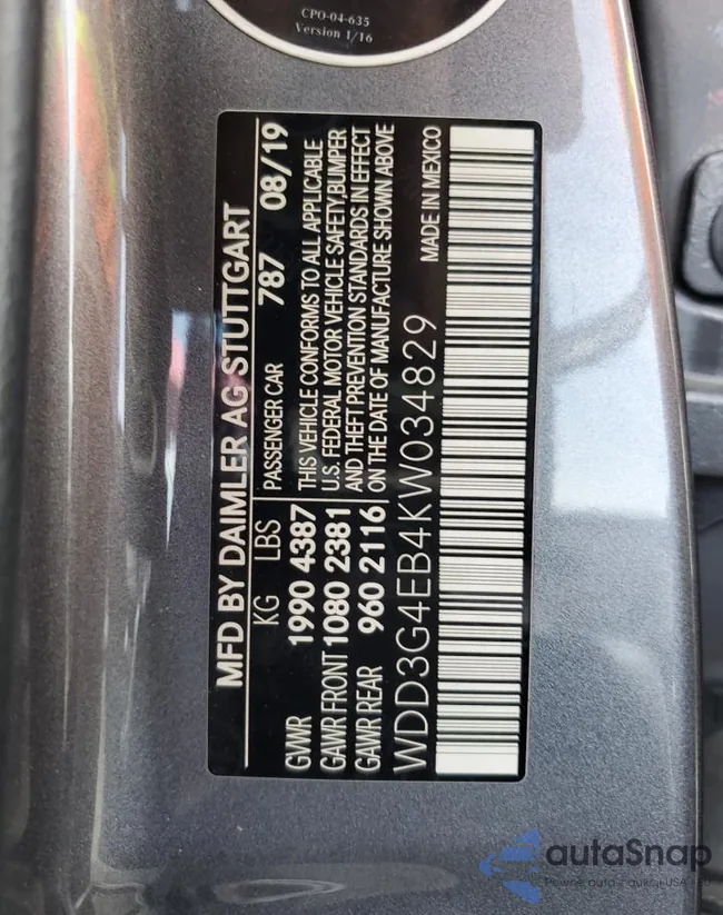 WDD3G4EB4KW034829: 82161473